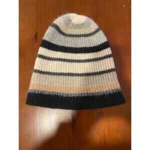 White + Warren 100% Cashmere Striped Beanie – One Size